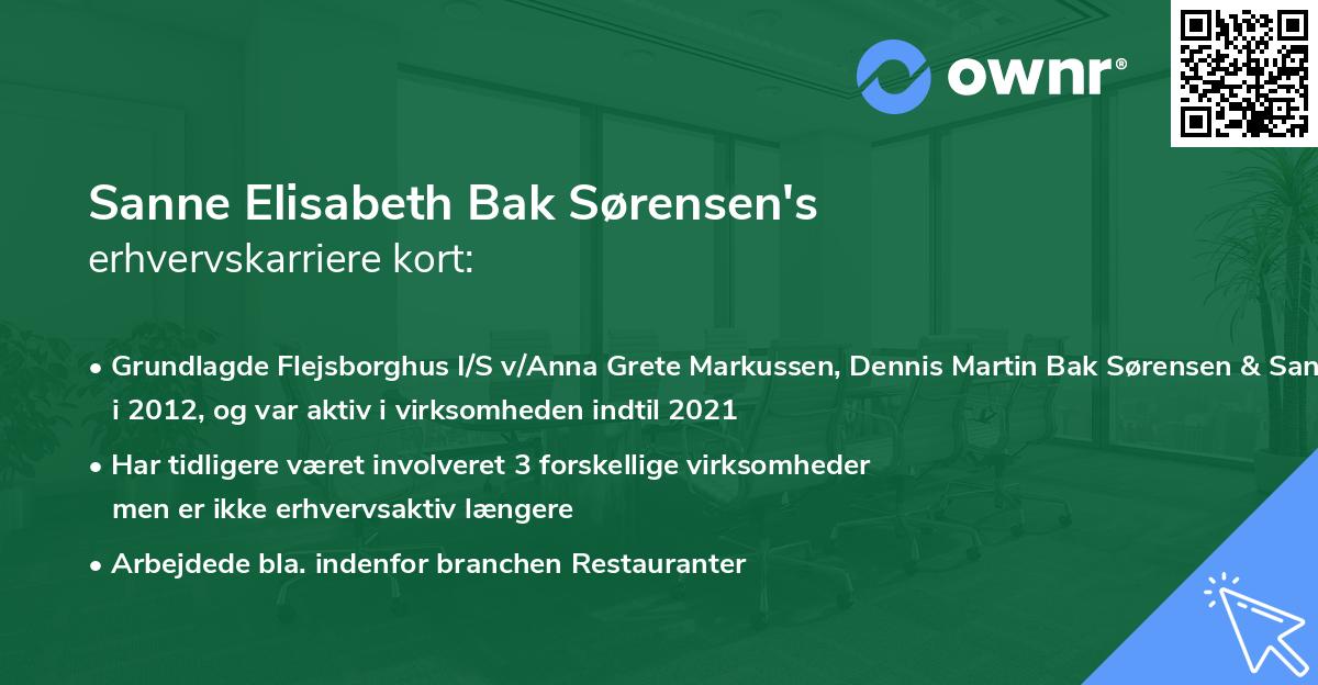 Sanne Elisabeth Bak Sørensen's erhvervskarriere kort