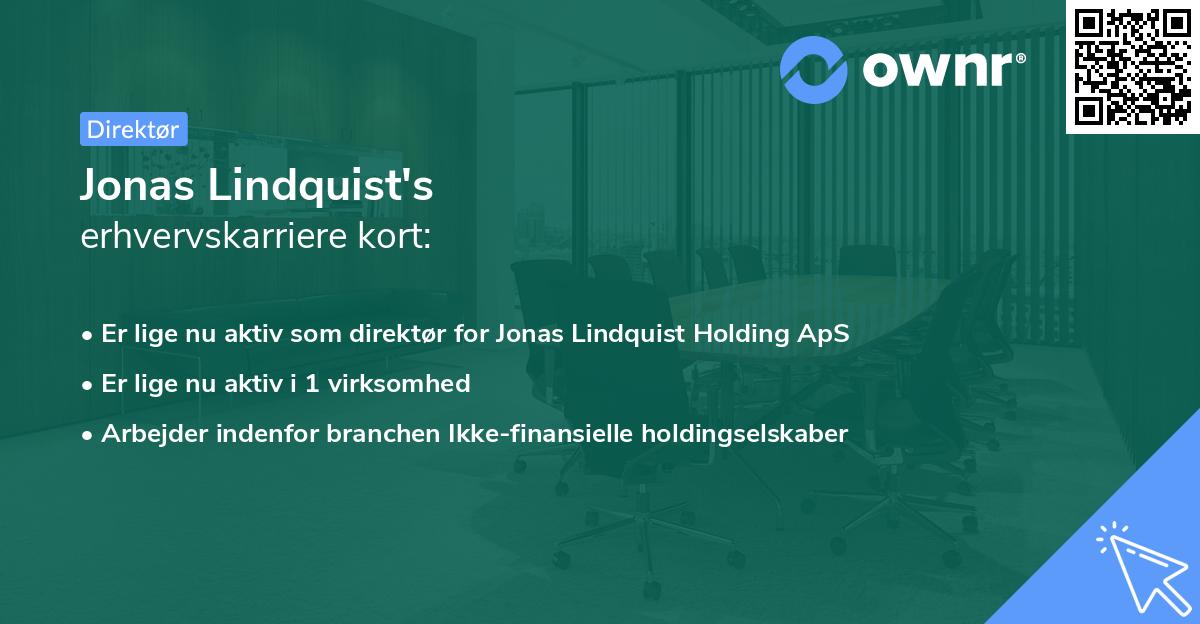 Jonas Lindquist's erhvervskarriere kort