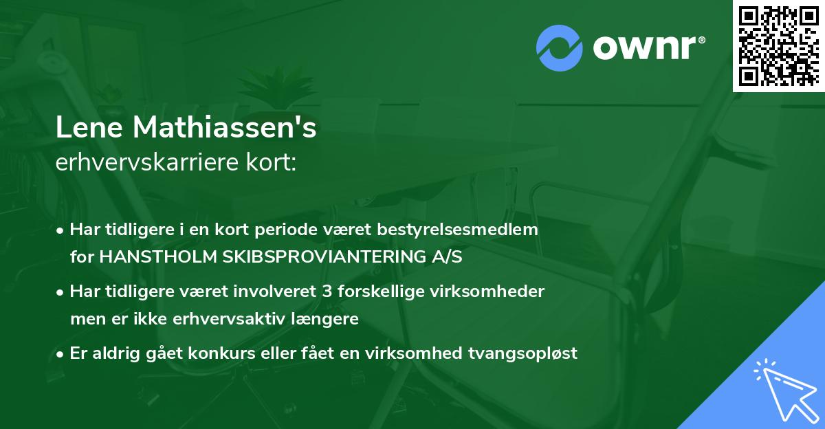 Lene Mathiassen's erhvervskarriere kort