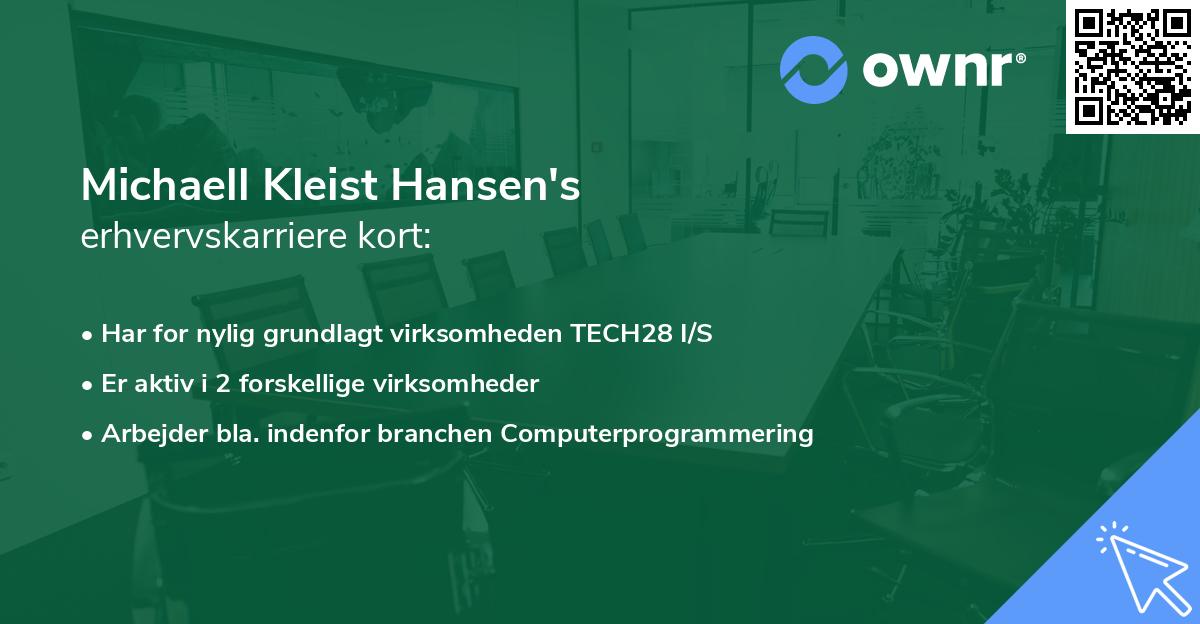 Michaell Kleist Hansen's erhvervskarriere kort