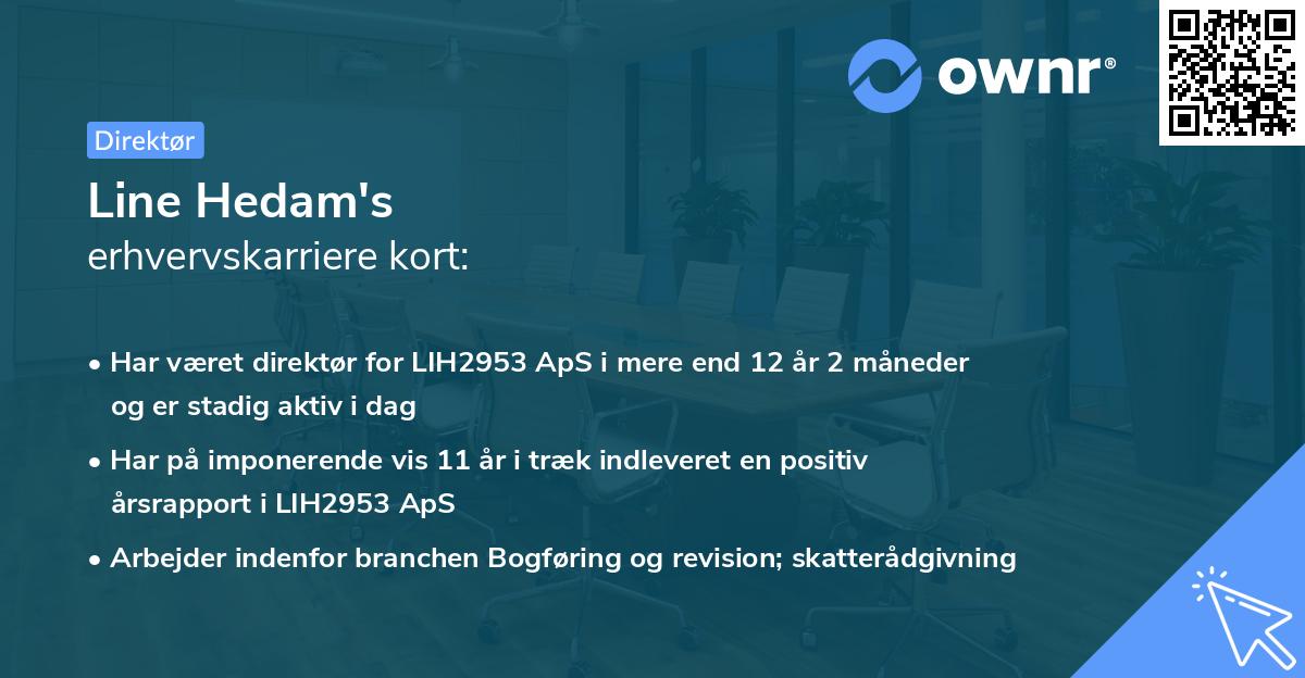 Line Hedam's erhvervskarriere kort