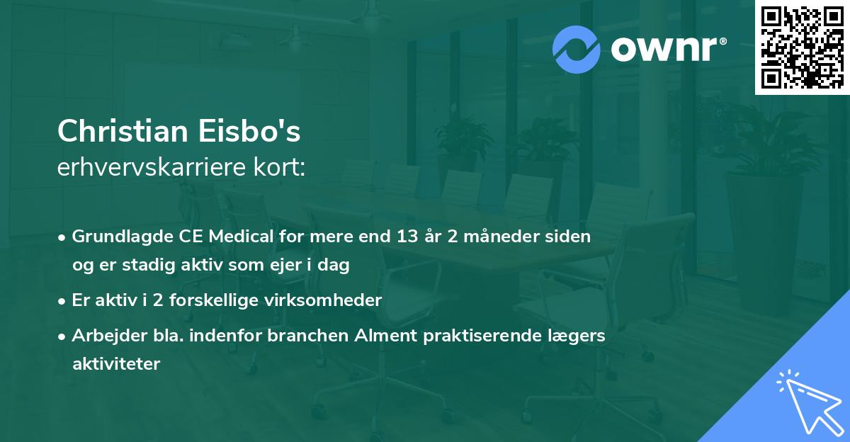 Christian Eisbo's erhvervskarriere kort