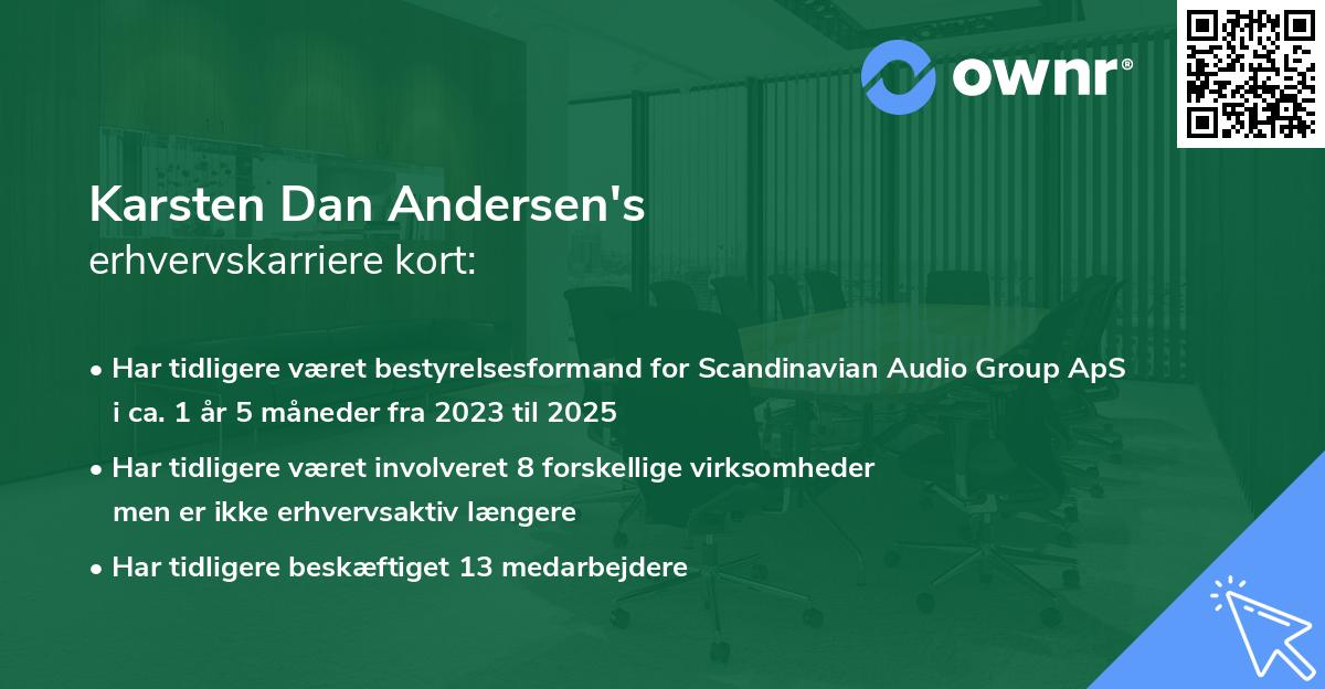 Karsten Dan Andersen's erhvervskarriere kort