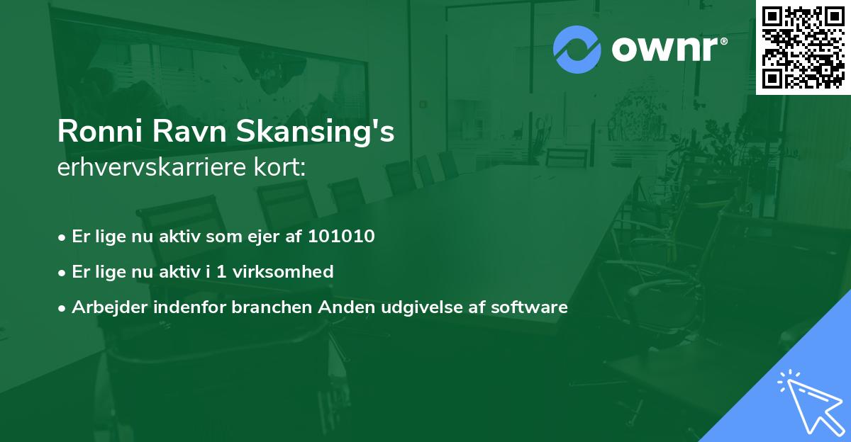 Ronni Ravn Skansing's erhvervskarriere kort