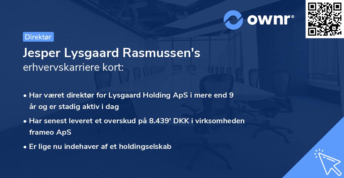 Jesper Lysgaard Rasmussen's erhvervskarriere kort