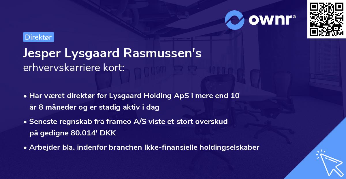 Jesper Lysgaard Rasmussen's erhvervskarriere kort