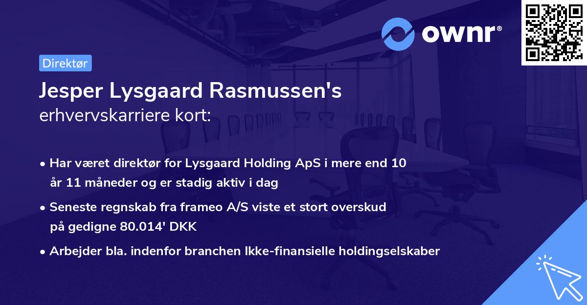 Jesper Lysgaard Rasmussen's erhvervskarriere kort