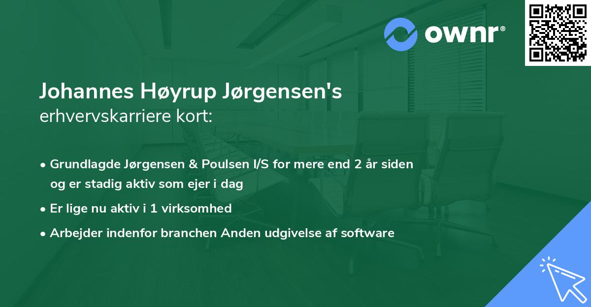 Johannes Høyrup Jørgensen's erhvervskarriere kort