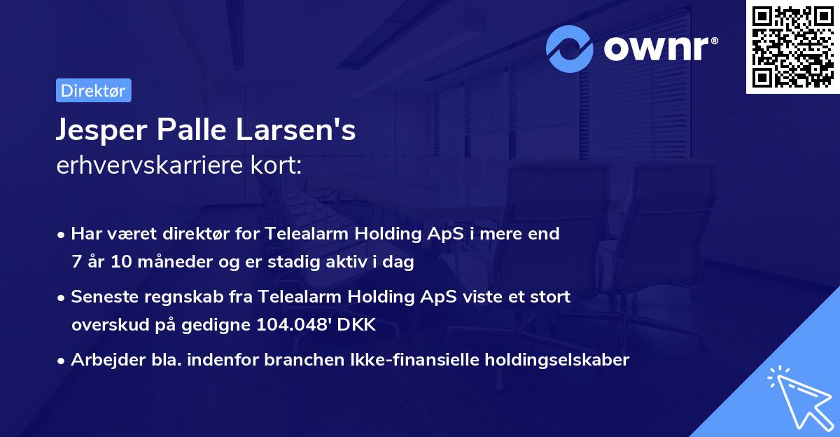 Jesper Palle Larsen's erhvervskarriere kort