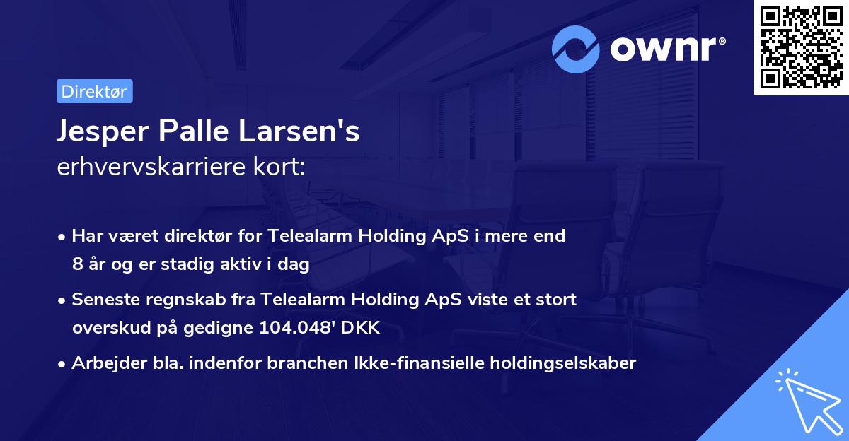 Jesper Palle Larsen's erhvervskarriere kort
