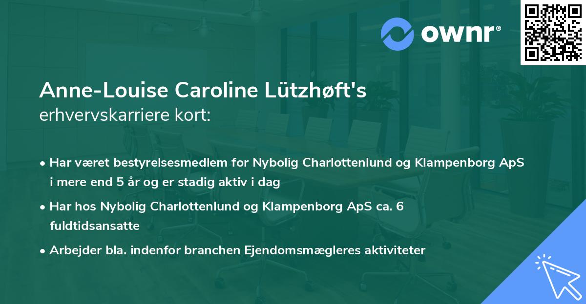 Anne-Louise Caroline Lützhøft's erhvervskarriere kort