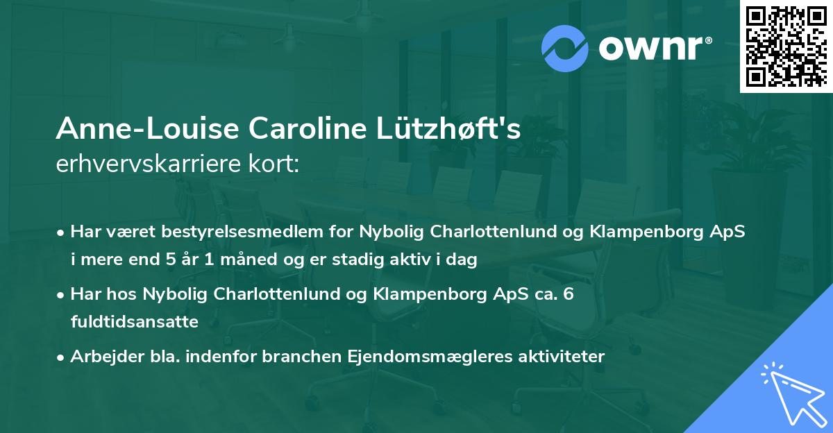 Anne-Louise Caroline Lützhøft's erhvervskarriere kort