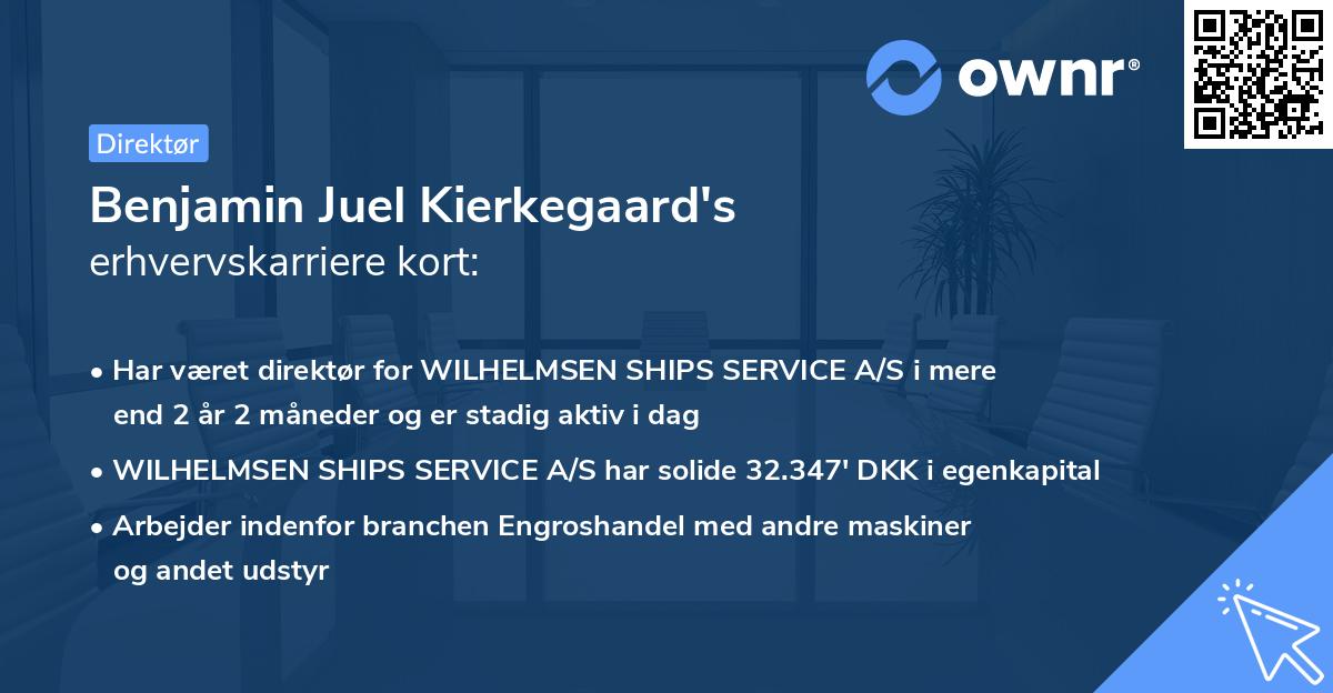 Benjamin Juel Kierkegaard's erhvervskarriere kort