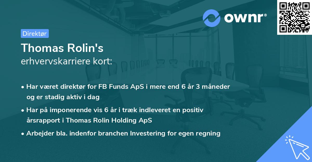 Thomas Rolin's erhvervskarriere kort