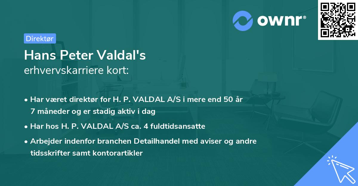 Hans Peter Valdal's erhvervskarriere kort