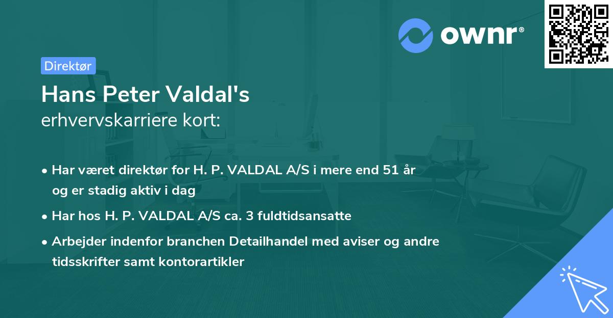 Hans Peter Valdal's erhvervskarriere kort