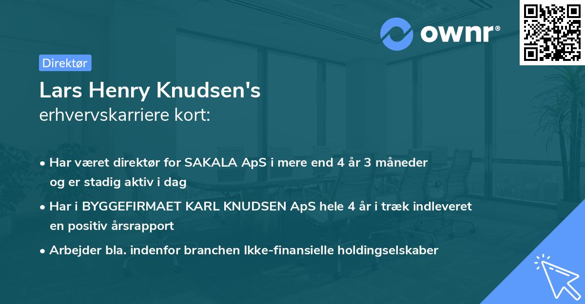Lars Henry Knudsen's erhvervskarriere kort