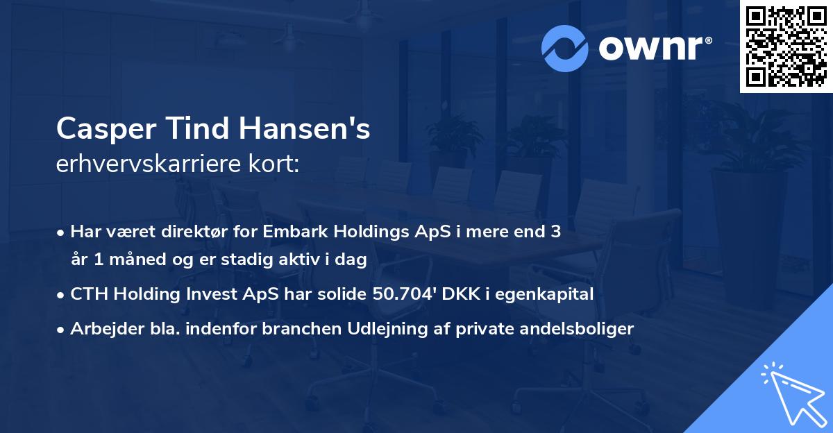 Casper Tind Hansen's erhvervskarriere kort