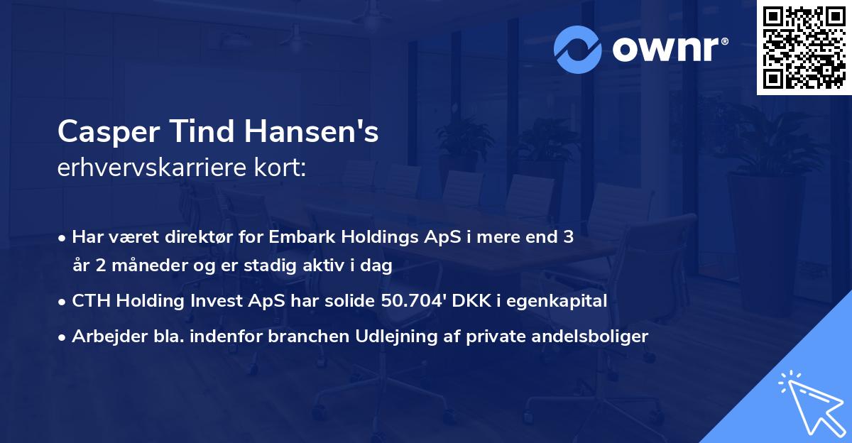 Casper Tind Hansen's erhvervskarriere kort
