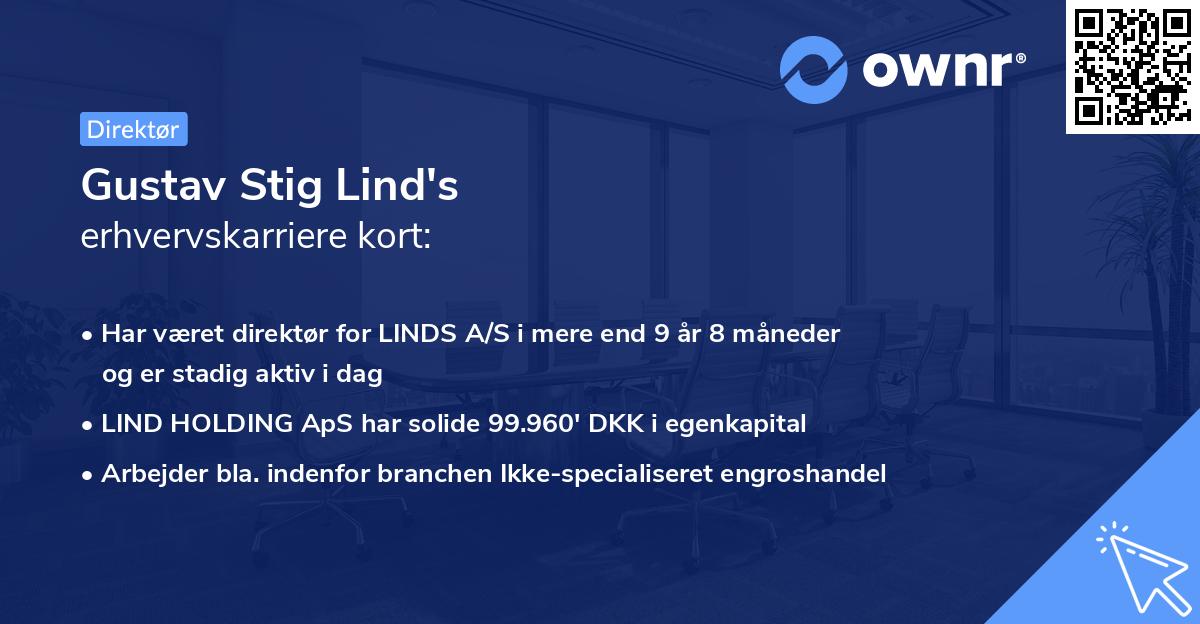 Gustav Stig Lind's erhvervskarriere kort