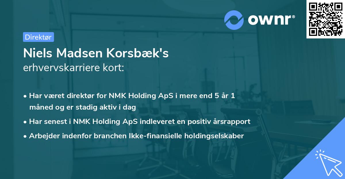 Niels Madsen Korsbæk's erhvervskarriere kort
