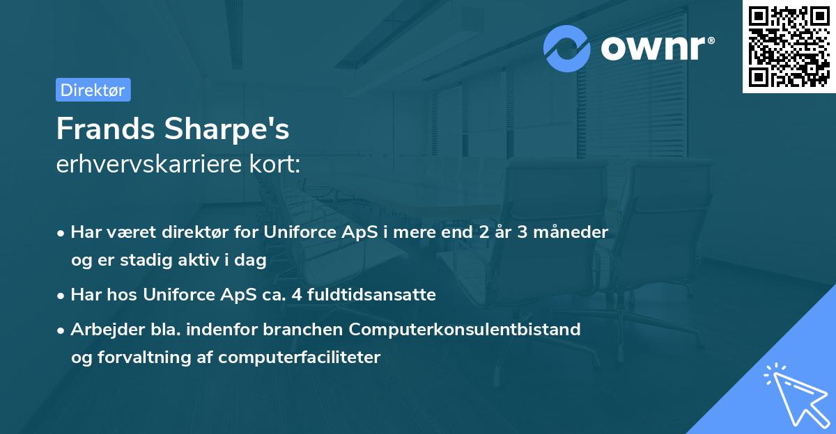 Frands Sharpe's erhvervskarriere kort