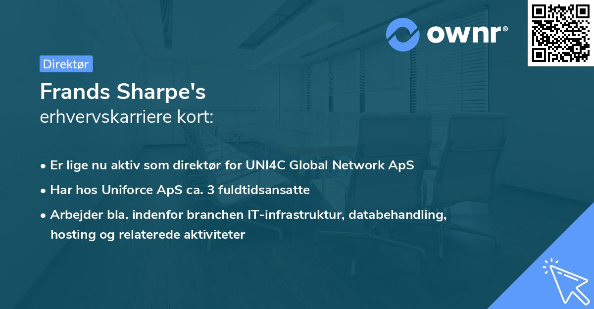 Frands Sharpe's erhvervskarriere kort