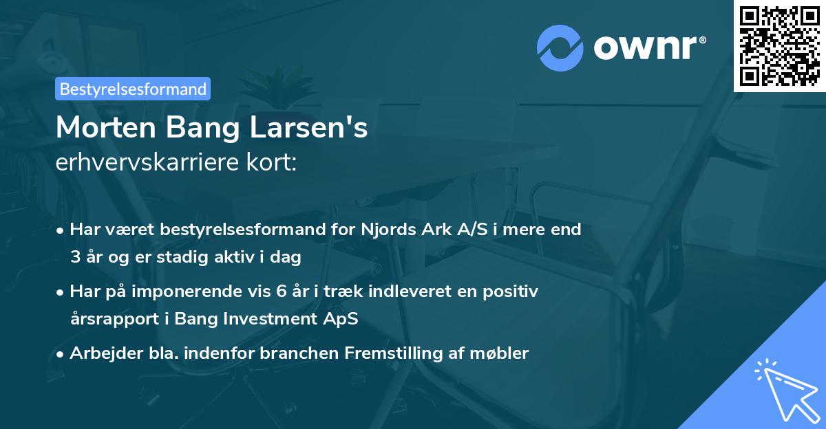 Morten Bang Larsen's erhvervskarriere kort