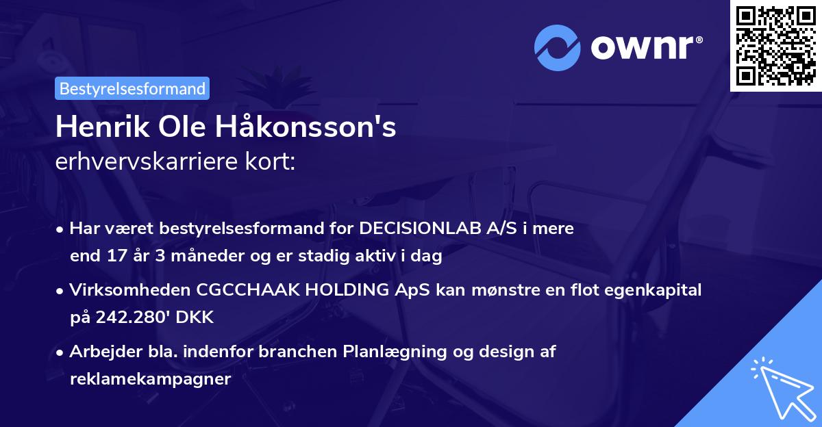 Henrik Ole Håkonsson's erhvervskarriere kort