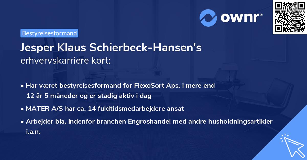 Jesper Klaus Schierbeck-Hansen's erhvervskarriere kort