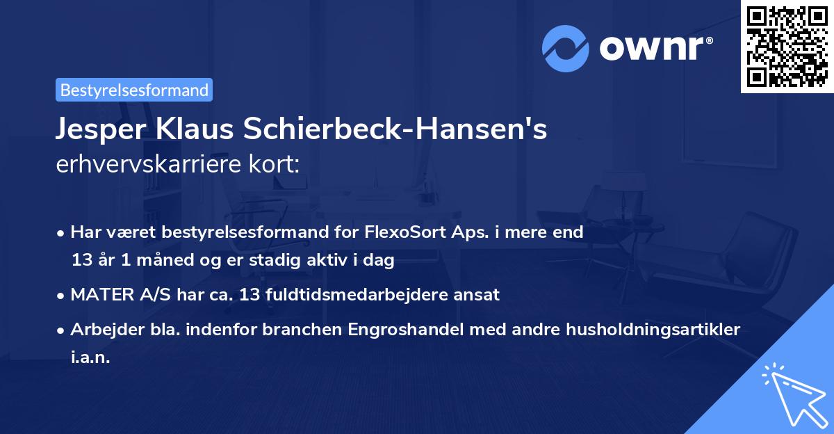 Jesper Klaus Schierbeck-Hansen's erhvervskarriere kort