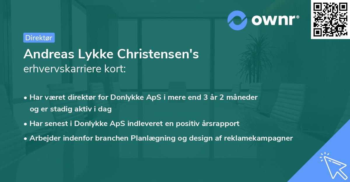 Andreas Lykke Christensen's erhvervskarriere kort