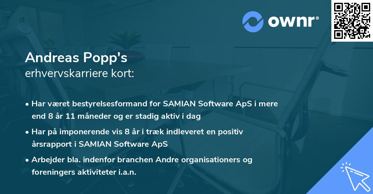 Andreas Popp's erhvervskarriere kort