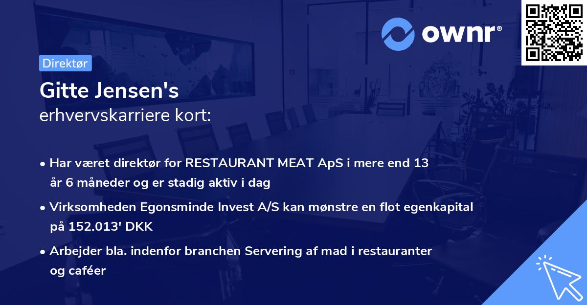 Gitte Jensen's erhvervskarriere kort