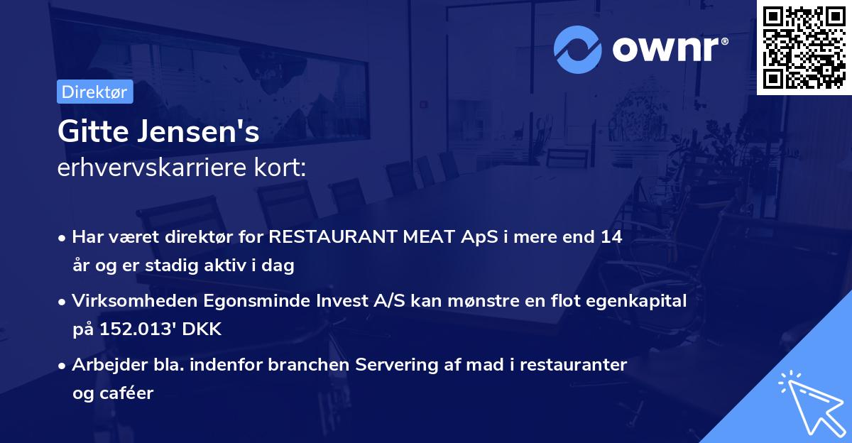 Gitte Jensen's erhvervskarriere kort