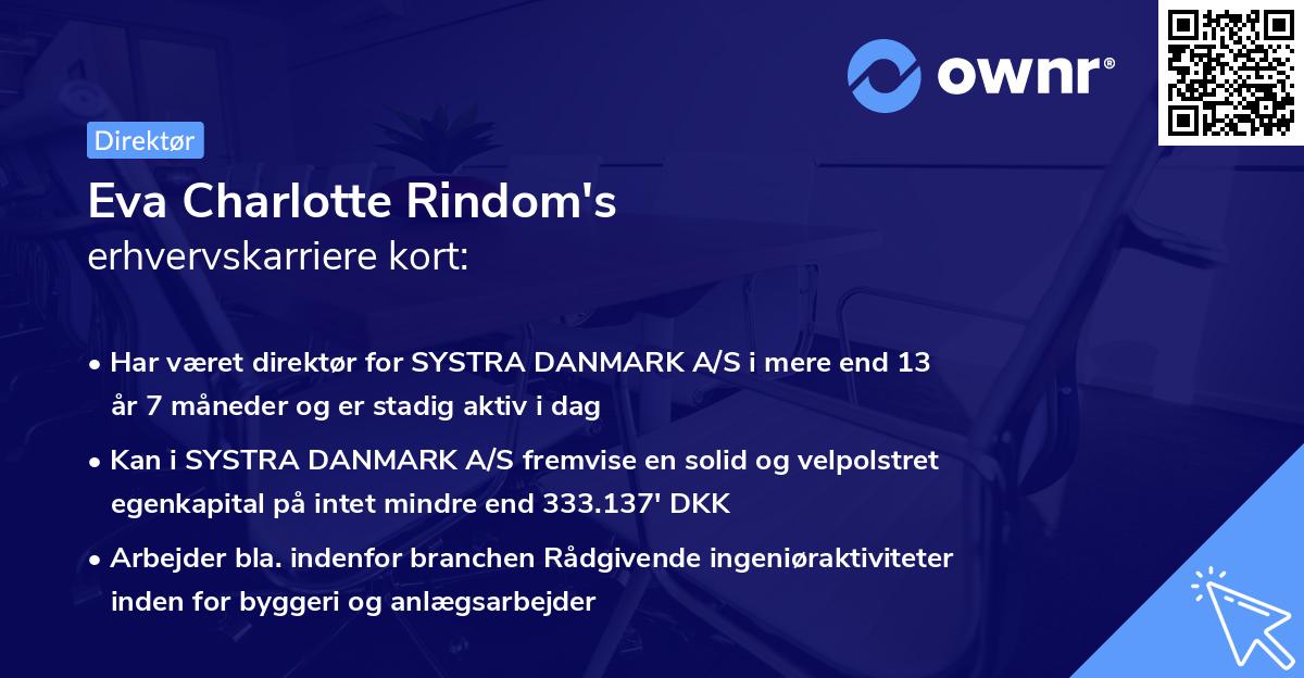 Eva Charlotte Rindom's erhvervskarriere kort