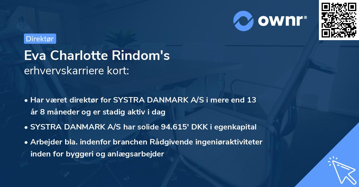 Eva Charlotte Rindom's erhvervskarriere kort