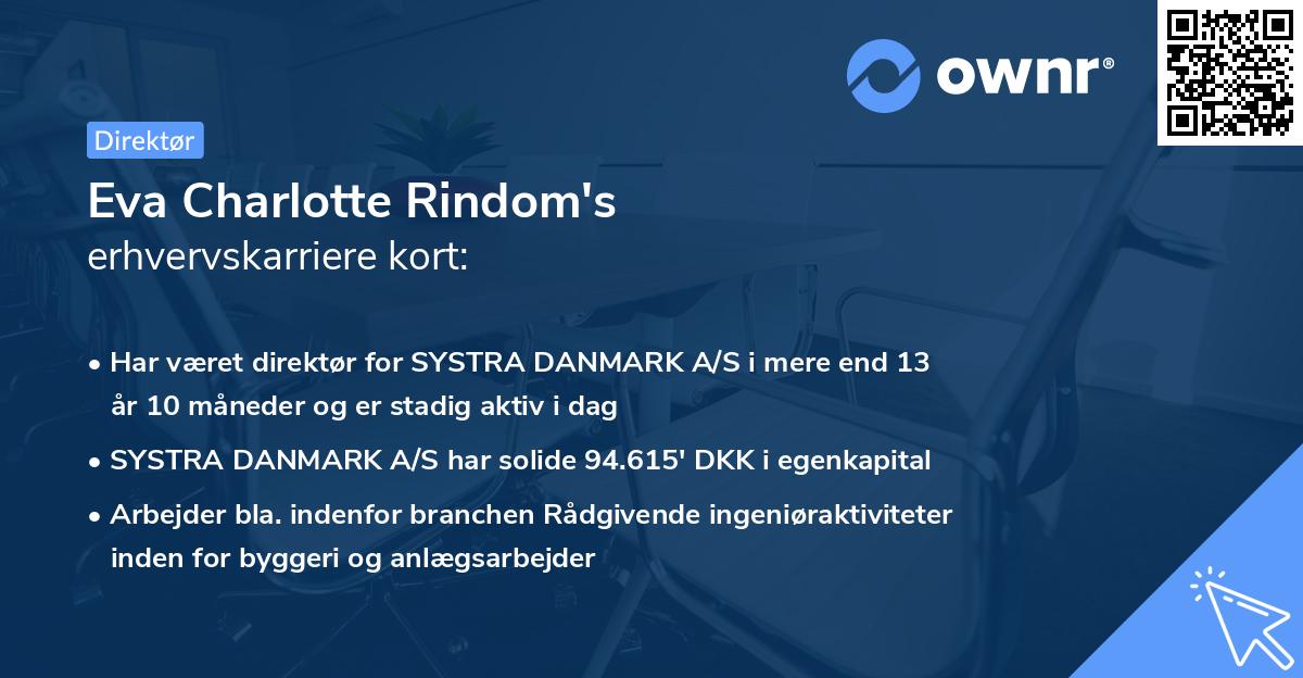 Eva Charlotte Rindom's erhvervskarriere kort