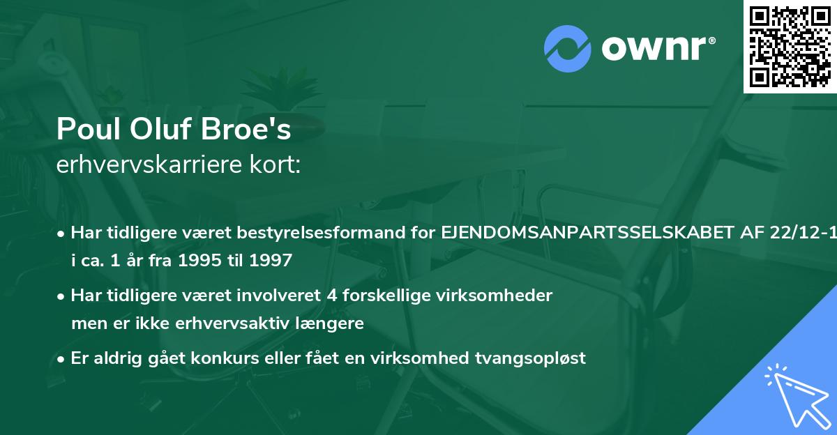 Poul Oluf Broe's erhvervskarriere kort