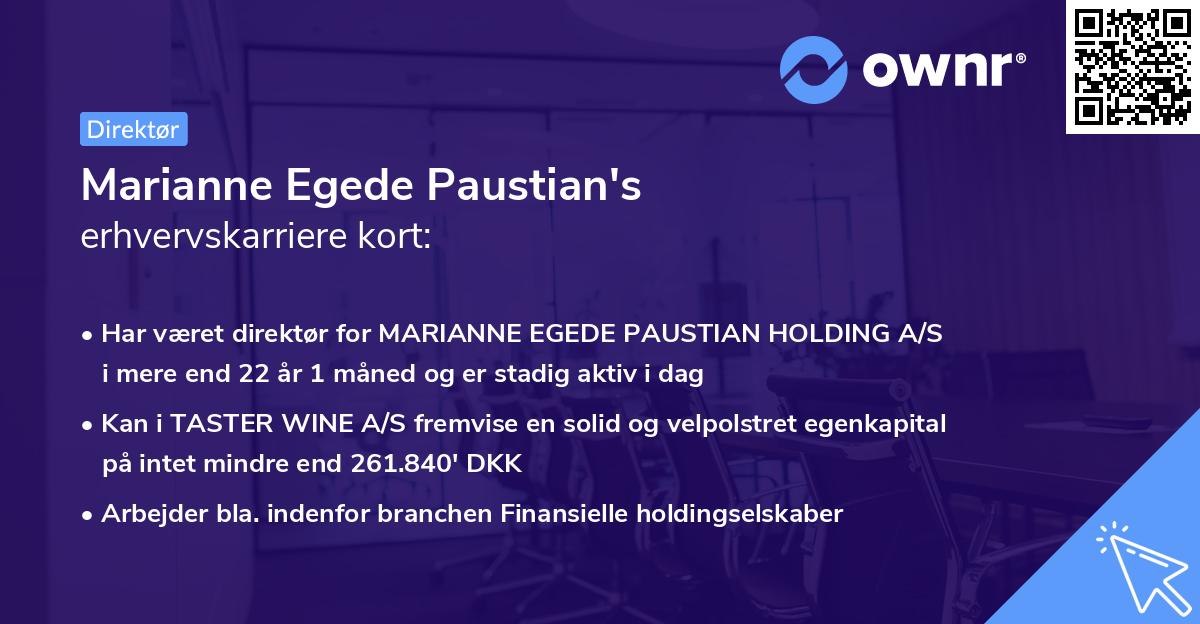 Marianne Egede Paustian's erhvervskarriere kort