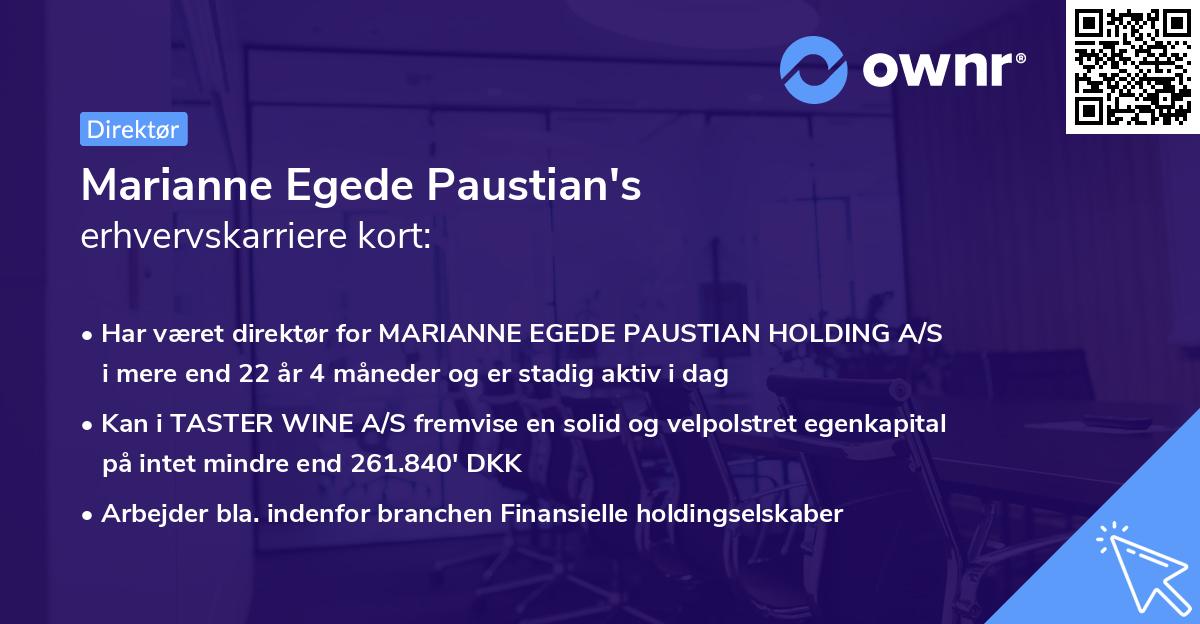 Marianne Egede Paustian's erhvervskarriere kort