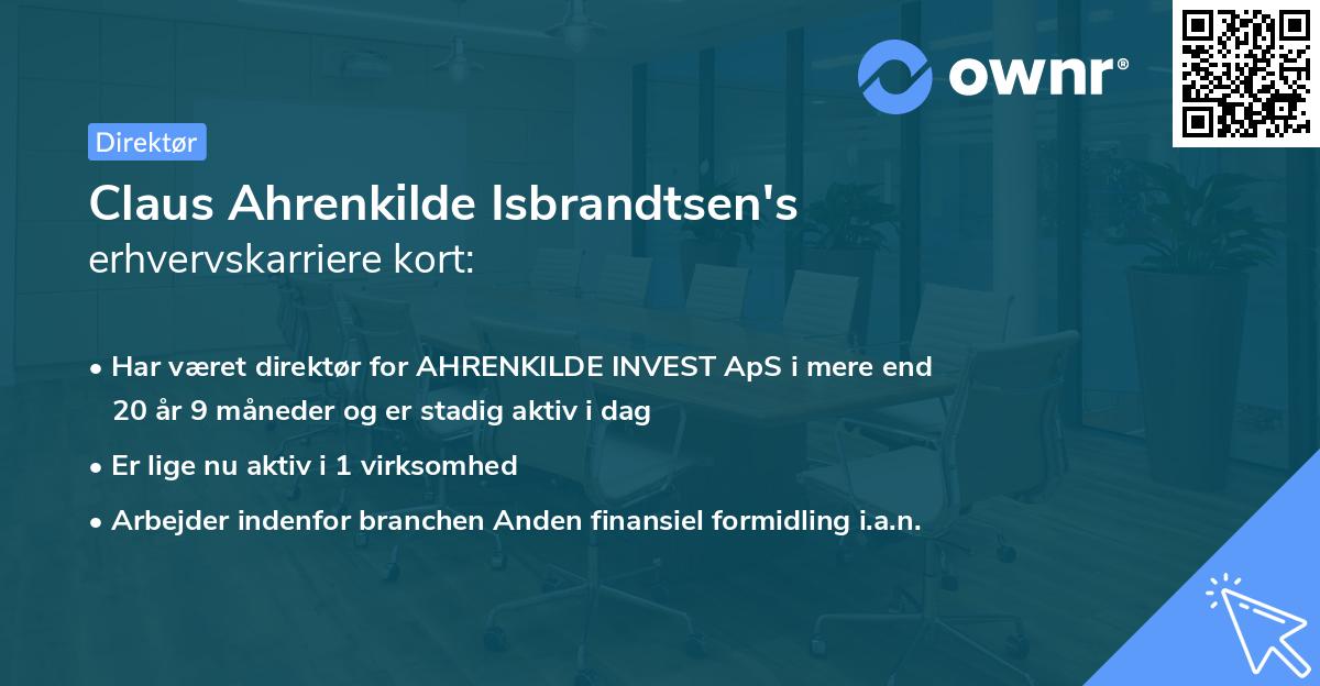 Claus Ahrenkilde Isbrandtsen's erhvervskarriere kort