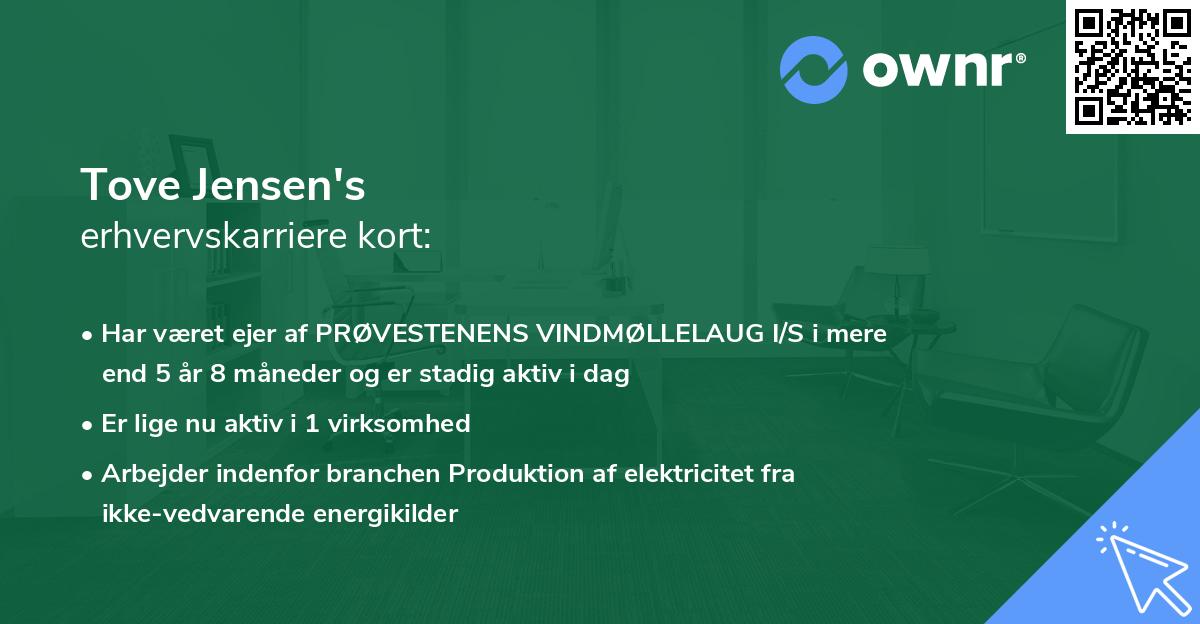 Tove Jensen's erhvervskarriere kort
