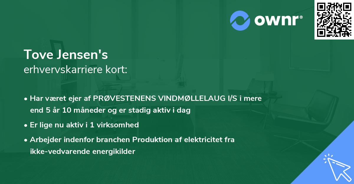 Tove Jensen's erhvervskarriere kort