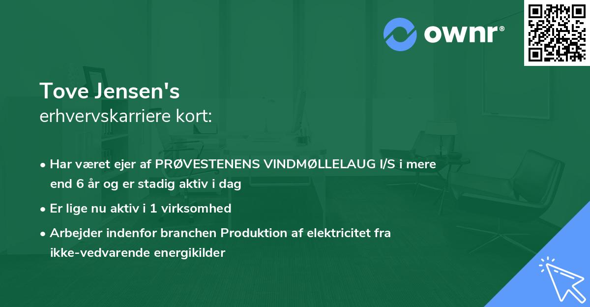 Tove Jensen's erhvervskarriere kort