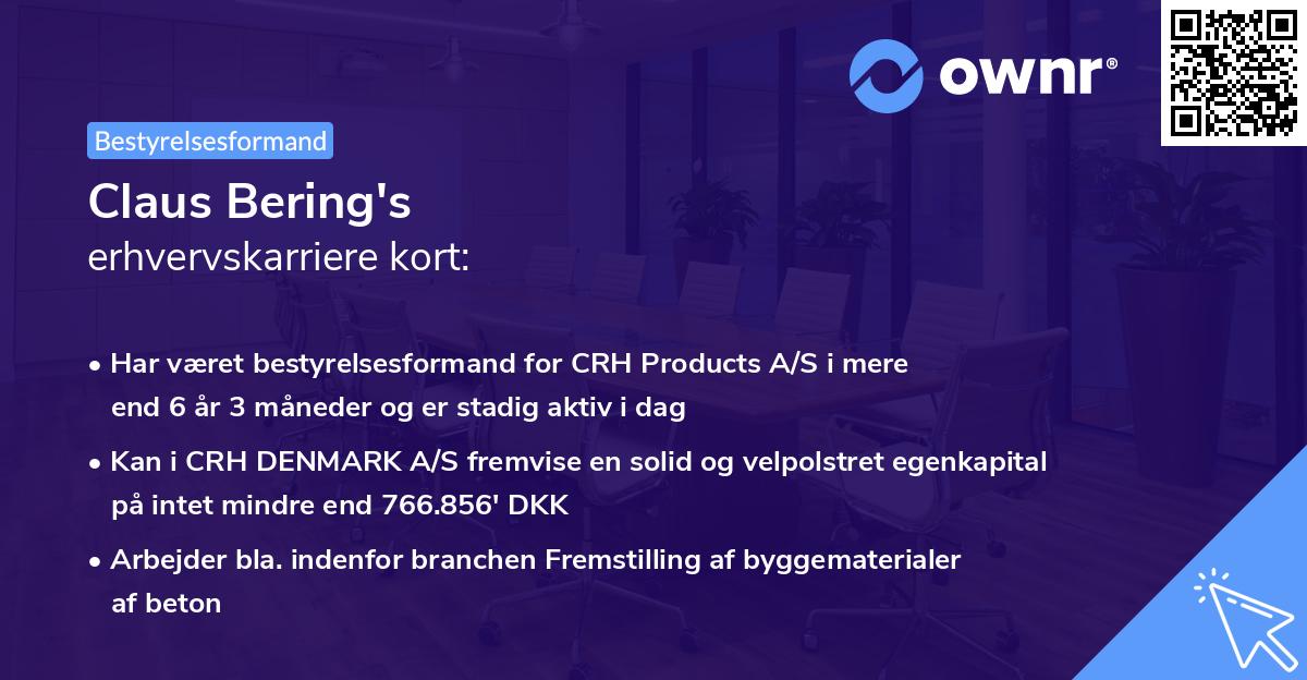 Claus Bering's erhvervskarriere kort