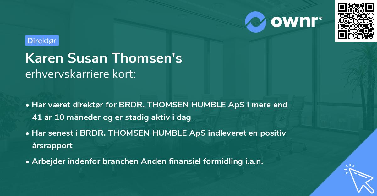 Karen Susan Thomsen's erhvervskarriere kort