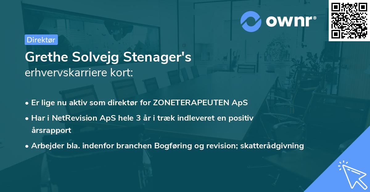 Grethe Solvejg Stenager's erhvervskarriere kort