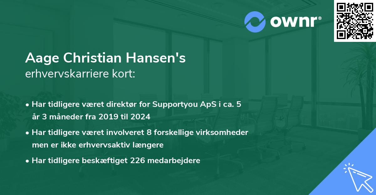 Aage Christian Hansen's erhvervskarriere kort