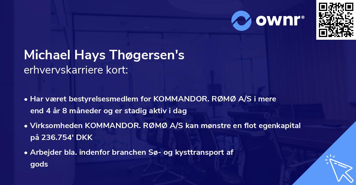 Michael Hays Thøgersen's erhvervskarriere kort